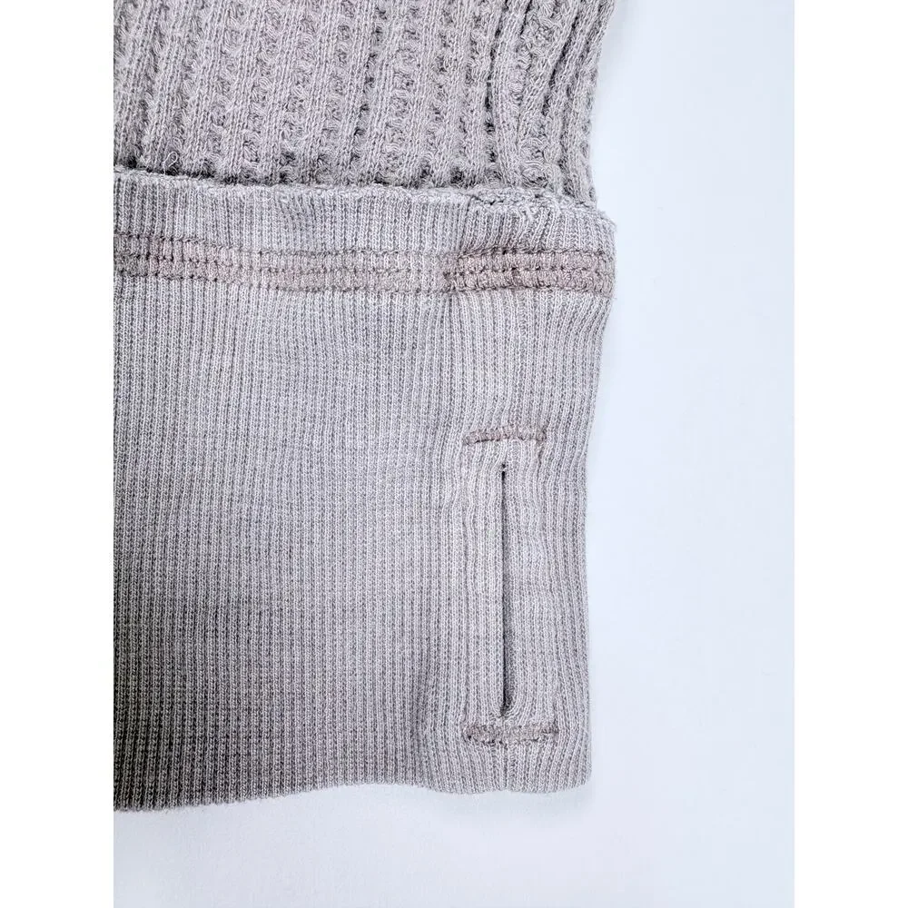 Free People We The Free Waffle Knit Thermal Top Taupe Minimalist Boho Coastal T